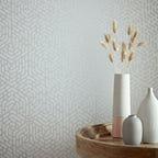 Willow Pearl Cream Luxury Geometric Wallpaper