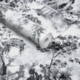 Pavilion Stone Grey Luxury Toile Wallpaper