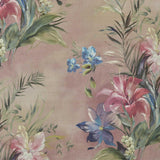 Lilliana Blush Pink Luxury Floral Grasscloth Wallpaper