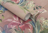 Lilliana Blush Pink Luxury Floral Grasscloth Wallpaper