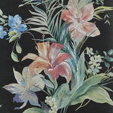 Lilliana Jet Black Luxury Floral Wallpaper