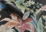 Lilliana Jet Black Luxury Floral Wallpaper