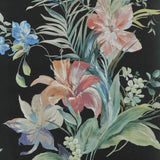 Lilliana Jet Black Luxury Floral Wallpaper