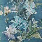 Lilliana Peacock Blue Luxury Floral Wallpaper