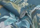 Lilliana Peacock Blue Luxury Floral Wallpaper