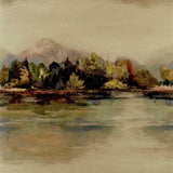 Lakeside Autumn Gold Luxury Landscape Wallpaper