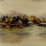 Lakeside Autumn Gold Luxury Landscape Wallpaper