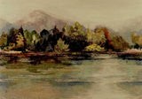 Lakeside Autumn Gold Luxury Landscape Wallpaper