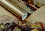 Lakeside Autumn Gold Luxury Landscape Wallpaper