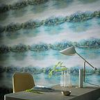 Lakeside Fern Green Luxury Landscape Wallpaper