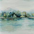 Lakeside Fern Green Luxury Landscape Wallpaper