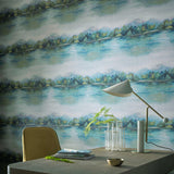 Lakeside Fern Green Luxury Landscape Wallpaper
