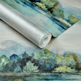 Lakeside Fern Green Luxury Landscape Wallpaper