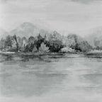 Lakeside Pewter Grey Luxury Landscape Wallpaper