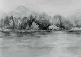 Lakeside Pewter Grey Luxury Landscape Wallpaper