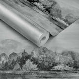 Lakeside Pewter Grey Luxury Landscape Wallpaper
