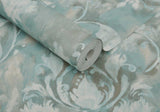 Ornamenta Aqua Green Luxury Damask Wallpaper
