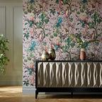 Bird Sonnet Blush Pink Luxury Bird Wallpaper