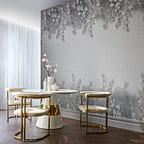 Trailing Magnolia Mist Grey Luxury Floral Paperweave Mural
