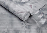 Trailing Magnolia Mist Grey Luxury Floral Paperweave Mural