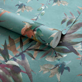 Essence Aquamarine Teal Luxury Floral Wallpaper