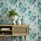 Cascade Clover Green Luxury Floral Wallpaper
