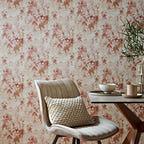 Cascade Mango Red Luxury Floral Wallpaper