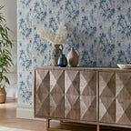 Cascade Cornflower Blue Luxury Floral Wallpaper