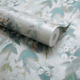 Cascade Opal Green Luxury Floral Wallpaper
