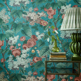 Floribunda - Teal Wallpaper