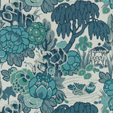 Mandarin Garden - Mist Blue Wallpaper