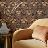 Floral Fanfare - Burnt Orange Wallpaper