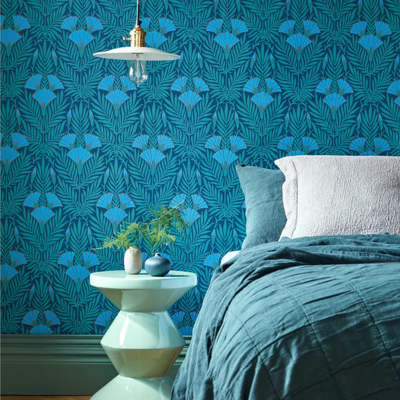 Floral Fanfare - Cornflower Blue Wallpaper