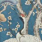 Kyoto Blossom - Prussian Blue Wall Mural