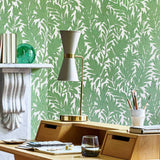 Laurel Leaf - Verde Green Wallpaper