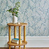 Laurel Leaf - Breeze Blue Wallpaper