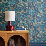 Flower Meadow - Prussian Blue Wallpaper