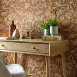 Palmette - Clay Brown Wallpaper