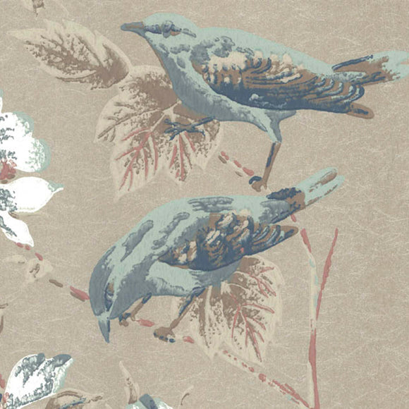 Rosemore Taupe Metallic Luxury Bird Wallpaper