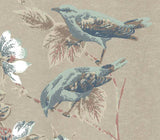 Rosemore Taupe Metallic Luxury Bird Wallpaper