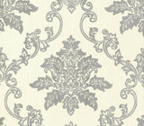 Hampton Silver Luxury Damask Wallpaper - 1601-106-01