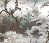Harewood Foil Silver Luxury Chinoiserie Wallpaper - 1602-100-01