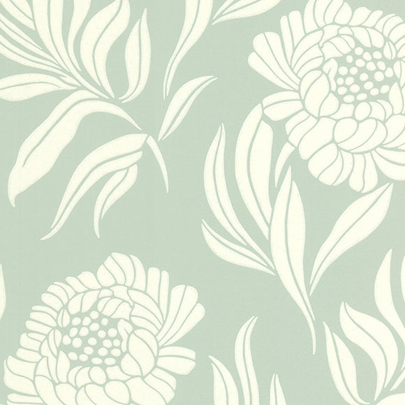 Chatsworth Duck Egg Blue Luxury Floral Wallpaper - 1602-106-02