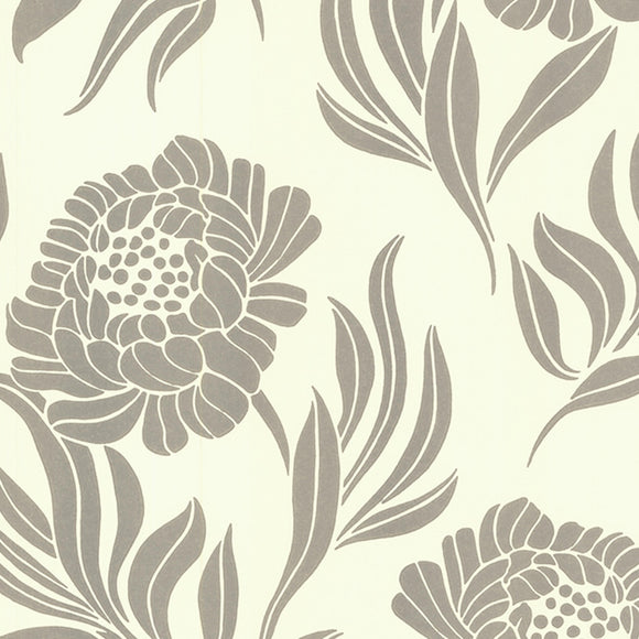 Chatsworth Ivory Cream and Metallic Luxury Floral Wallpaper - 1602-106-04