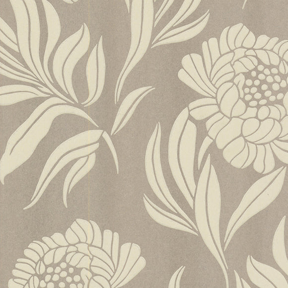 Chatsworth Taupe Metallic Luxury Floral Wallpaper - 1602-106-06