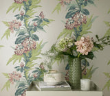 Aurora Moss Green and Pink Luxury Floral Wallpaper