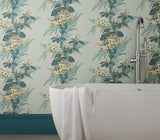 Aurora Seafoam Green Luxury Floral Wallpaper