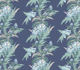 Aurora Lagoon Blue Luxury Floral Wallpaper
