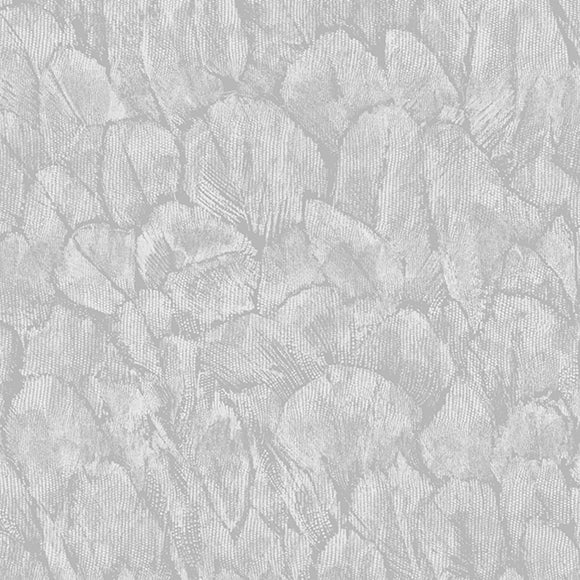Tranquil Mist Grey Luxury Feather Wallpaper