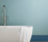 Raffia Seafoam Green Luxury Plain Wallpaper